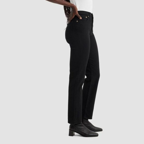 Open Box - Levi's -  Women's High Rise Straight Leg Crop Jeans S Black - Picture 2 of 3